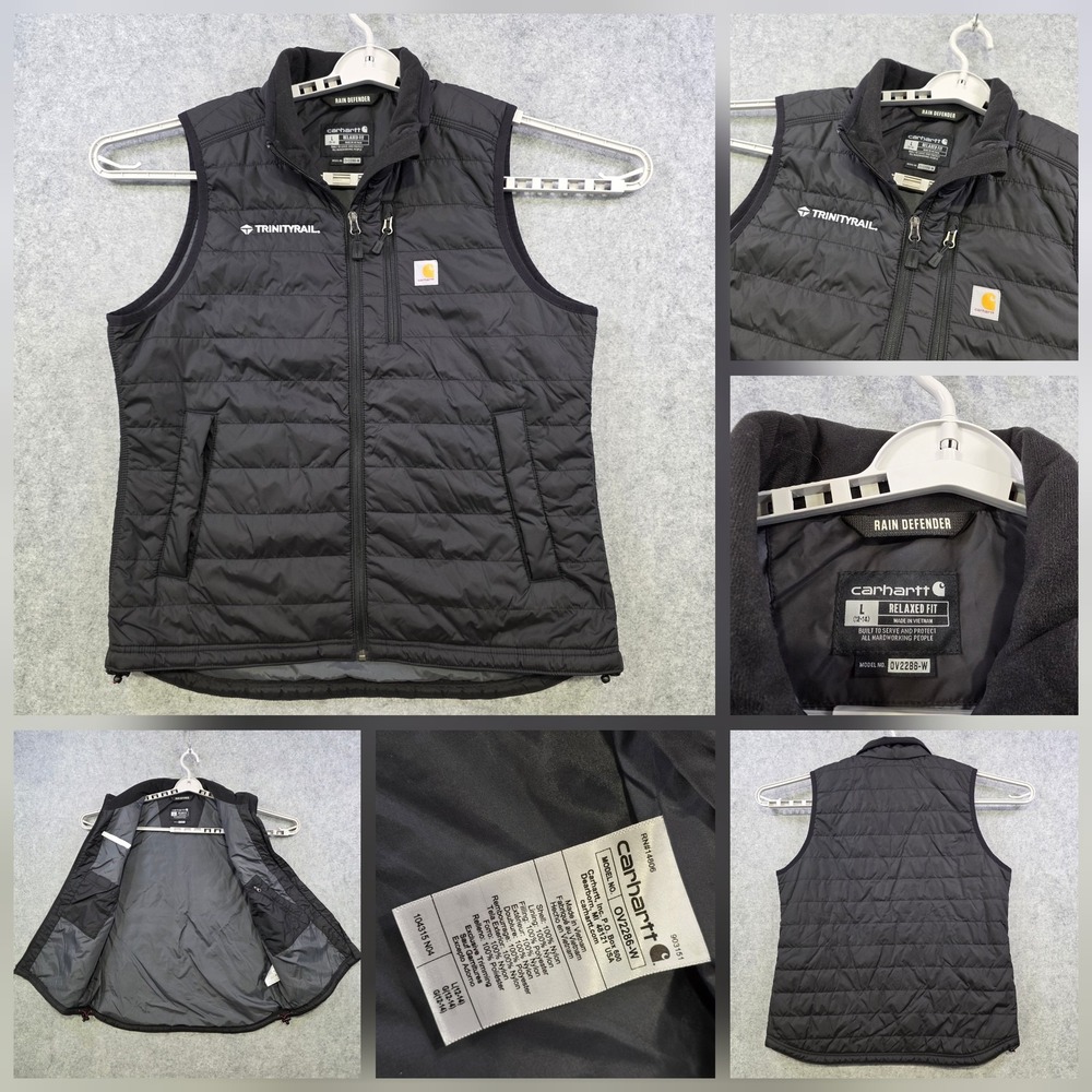 Carhartt Gilliam Vest Womens Large Black Rain Defender Quilted Insulated